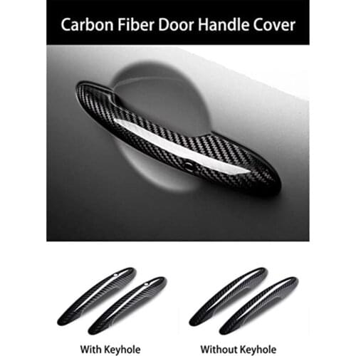 4PC Carbon Fiber Door Handle Cover Accessories with Keyhole for Mini Cooper F55 F56 F54 F60 R55 R56 R60 Countryman