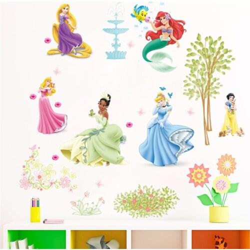 Lovely Princess Castle Tree Flower Height Measure Wall Sticker For Kids Room 3d vivid Flower Butterfly cupboard Home Decoration