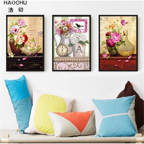 HAOCHU Nordic Flowers Mural WALL ART Canvas Painting Wall Paintin poster decorations for home STUDY OFFICE kids room cafe bar