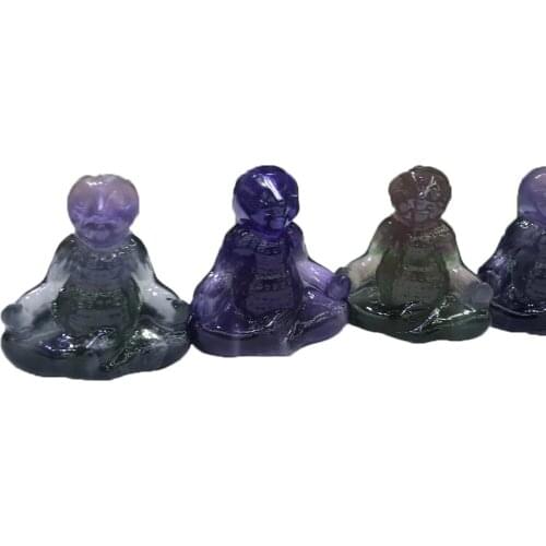 Natural Gemstone Fluorite Carved Dog Necromancer Crystal Quartz Figurine Reiki Mineral Healing Witchcraft Energy Home Decor Gift