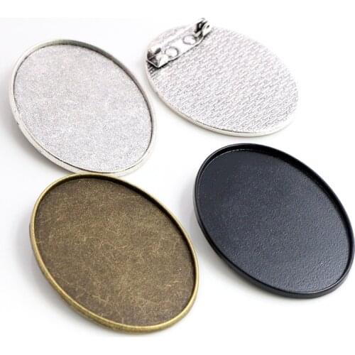 New Fashion 5pcs 30x40mm Inner Size Antique Silver/Bronze/Black Pin Brooch Simple Style Base Setting Pendant