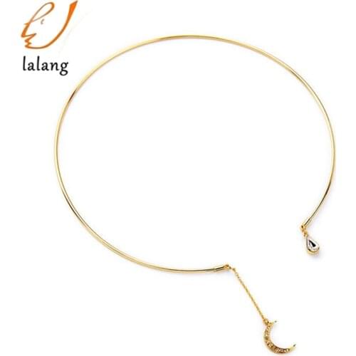 New Arrival Fashion Jewelry Stone Moon With Crystal Torques Necklace Gift For Women Girls Ladies