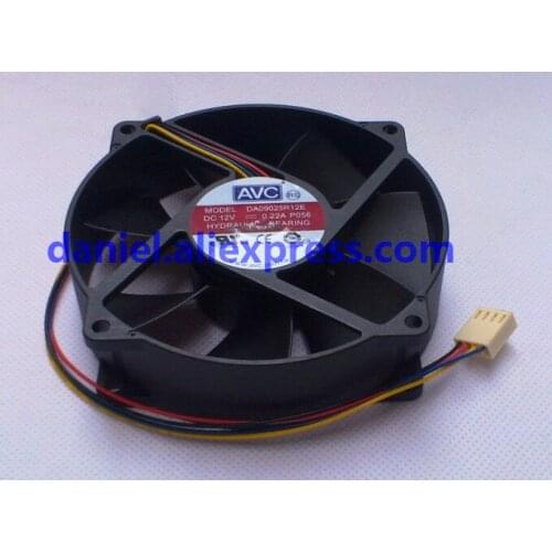 Original DA09025R12E 12V 0.22A 9025 9CM hydraulic 4-wire temperature-controlled mute round fan