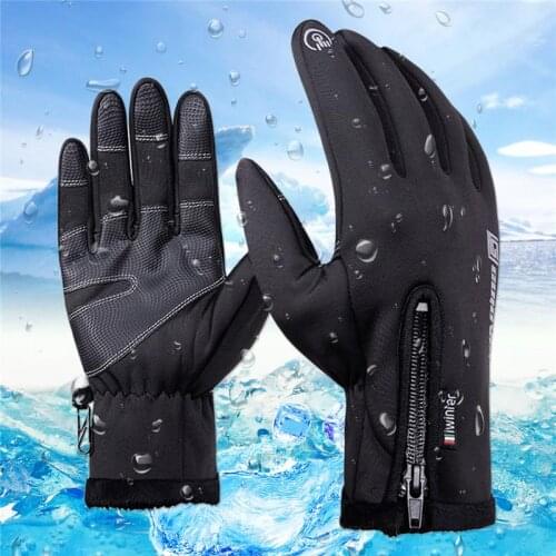 Unisex New Outdoor Waterproof Touch Screen Gloves Wind-proof Fleece Lined 5-fingered Thermal Gloves For Cycling Climbing Skiing