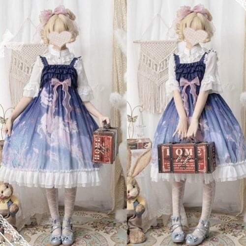Lolita Dress Ocean Song Princess Kawaii Girl Gothic Lolita JSK Adult Sweet Tea Party Loli Dresses