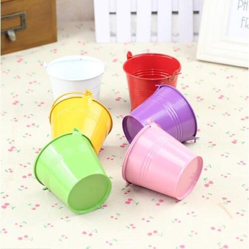 Wedding Party Gift Metal Potted Plants Mini Small Assorted Colored Tin Pails Buckets Candy Chocolate Box LX2823