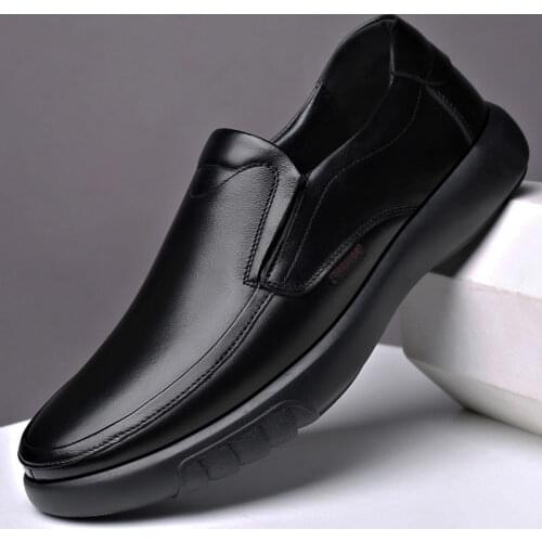 Full-Grain Leather Wear Bad Guaranteed Compensation Leather Casual Mens Leather Shoes Soft Bottom Middle-aged Dad Shoes