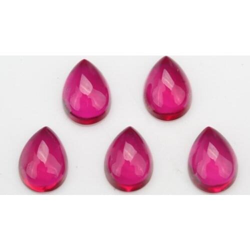 Size 3x5~10x14mm 5# Red Pear Oval Shape Cabochon Synthetic Corundum Stone