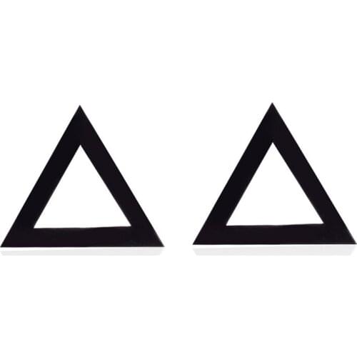 Yiustar Stud Earrings Punk Black Triangle Stainless Steel Women Earrings Female Hollow Triangle Stud Earring Geometric Oorbellen