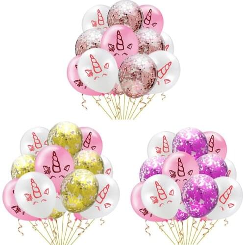 15pc 12inch Confetti Unicor Latex Balloons Birthday Party Baby Shower Baloon Wedding Decoration Ballon Event Party Supplies
