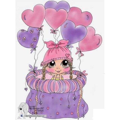 10x8 Girl sitting in a pink caring bag Transparent Clear Stamps Silicone Seals for DIY scrapbooking photo album Card Making