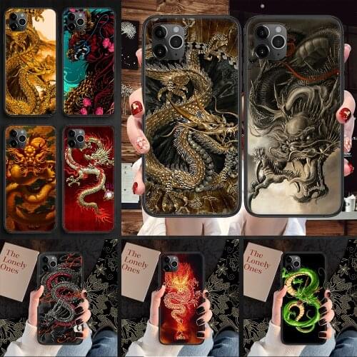 Chinese dragon Phone Case Cover Hull For iphone 5 5s se 2 6 6s 7 8 12 mini plus X XS XR 11 PRO MAX black art shell silicone