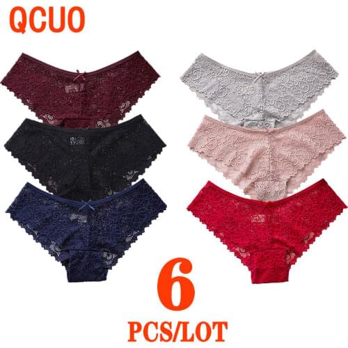 QUCO Brand Sexy Lace Panties Breathable Women Briefs Soft Underwear Ladies Panty Transparent Underpants Girls Lingerie Intimates