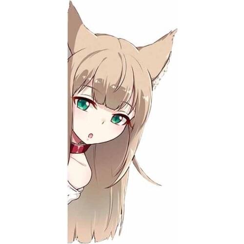 Creative Fine Decal Anime Fox Girl Peeking Vinyl Car Stickers Air Conditioner Anime Waterproof Occlusion Scratch Decal Kk13*6cm
