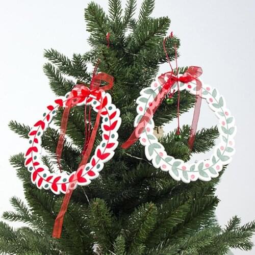 2Pcs Christmas Tree Hanging Garland Wreath Bowknot Ornaments Home Party Decor Christmas Ornament navidad christmas decoration