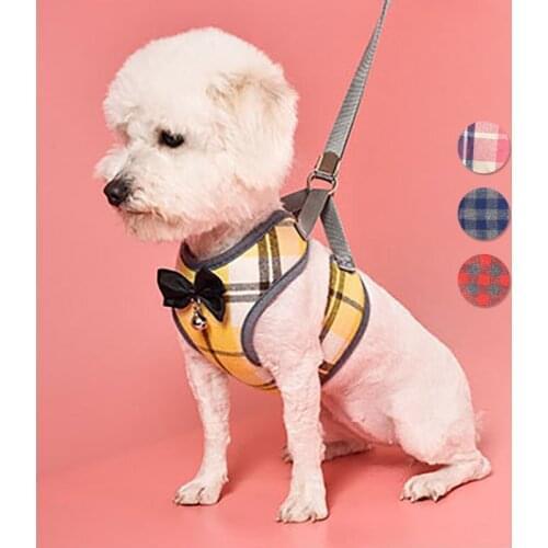 Dogs Harness Cats Breathable Vest Harnesses Personalized Korean Version Lattice Suitable For Small Dog Medium Pets Accessories