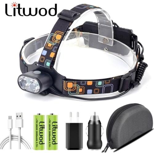 XM-L T6 Headlamp Headlight Flashlight Torch 18650 Battery Led Bulbs Litwod Camping / Cycling 3 Modes ( High - Low Strobe) 7314