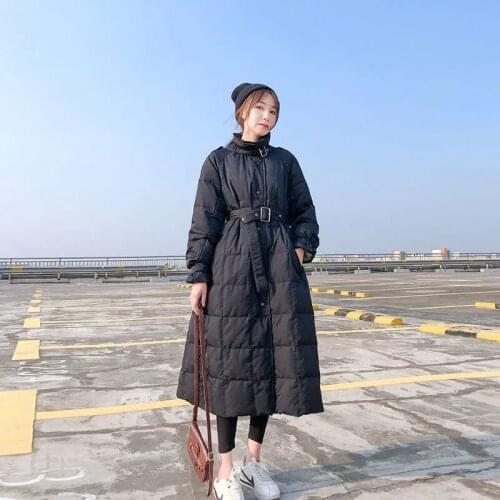 Bella 2021 women Elegant Sashe Rhombus Patter winter Parkas Female Solid Thick Warm Outerwears Lady Single Breasted Down Coat