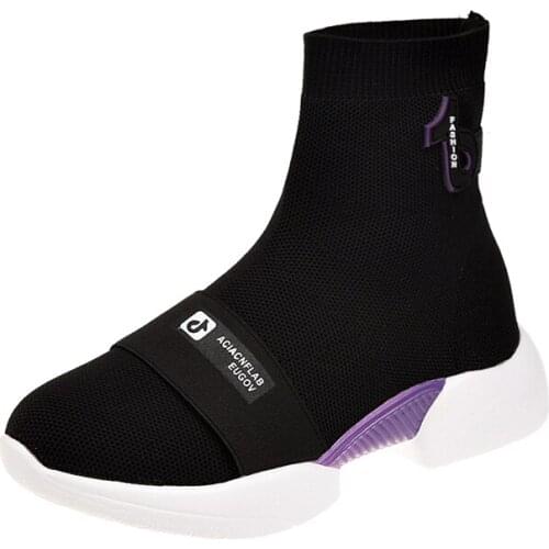 Womens Wedges Casual Shoes Fashion Thick-soled Hip-hop High-top Shoes Trends New Elastic Socks Boots