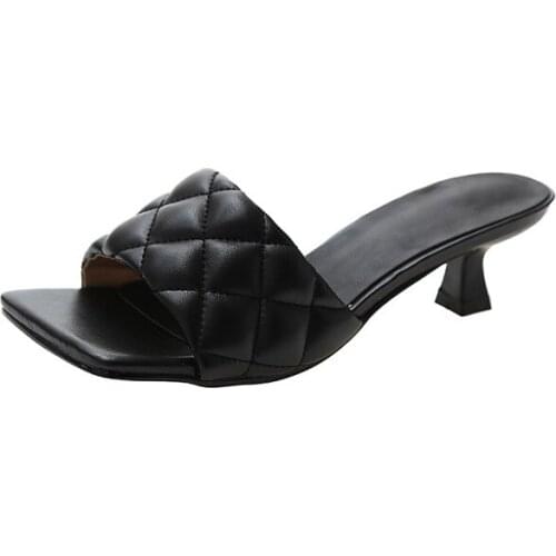 Women Slippers High Heels Wear-resistant Summer Open Toe Solid Color Sandals Stiletto White Black Heels Luxury Prom Woman Shoes