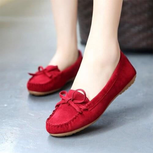 Plus Size 35-43 Women Flats Black Loafers Faux Suede Slip on Flat Shoes Woman Ballet Flats Bean shoes Ladies Casual Shoes N7280L