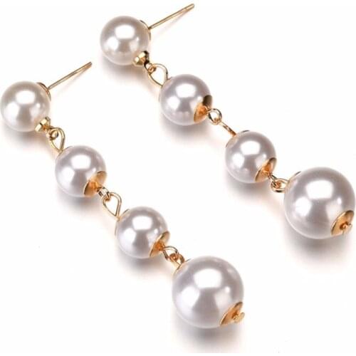 MESTILO Trendy Multiple Pearls Dangle Earrings For Women Girls Fashion Statement Long Drop Earrings Korean Jewelry Brinocs Gifts