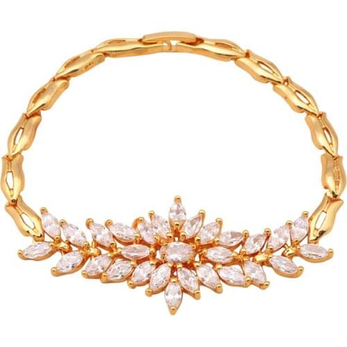 White AAA Cubic Zirconia gold tone Popular style Chain & link Bracelets for women Fashion Jewelry TB519