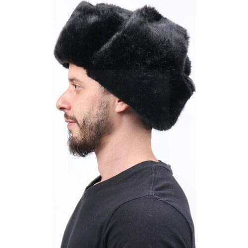 Winter Men Hats Keep Warm Soviet Badge Lei Feng Hat Windproof Outdoor Hats Earflap Faux Fur Bomber Caps Thick Warm Earmuffs O8R3