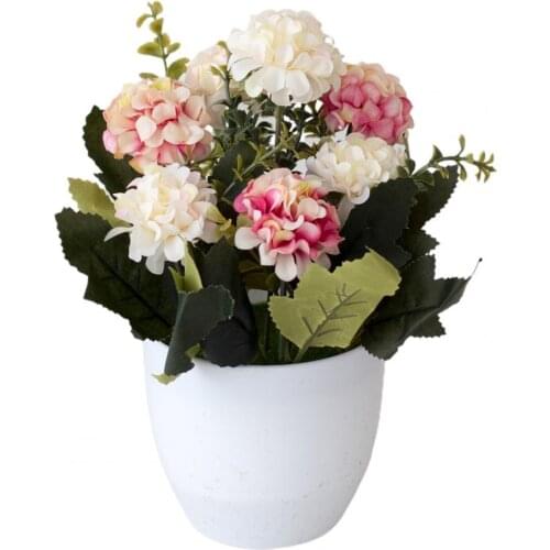 1Set Simulation Plant Potted Bonsai Hydrangea Artificial Plastic Office Desk Imitation Potted Flower Fake Flower for Office