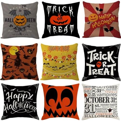 1pc Halloween Pumpkin Ghost Cushion Cover Line Throw Pillow Cover Case For Sofa Bed Chair Car Decoration Halloween Party Decor