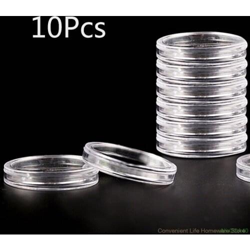 10Pcs 27mm Transparent Round Boxed Lighthouse Coin Holder plastic Capsules coin box display cases