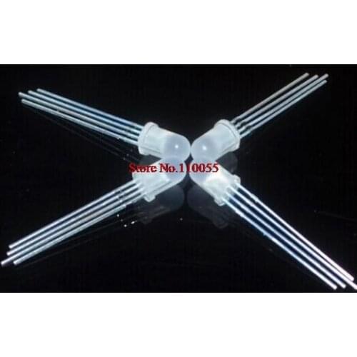 100pcs 5mm RGB LED Common Cathode Tri-Color Emitting Diodes f5 RGB Diffused