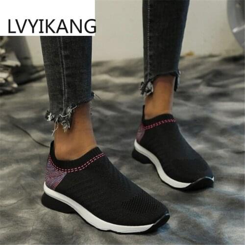 2020 Fashion Spring Women Sneakers Knitted Sock Vulcanized Shoes Woman Comfort Non Slip Casual Shoes Women Casual Female Shoes