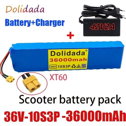 2021 Brand new 36V 36000mAh 600W 10s3p Li-ion battery pack 20A BMS Xiaomi M365 Pro eBike Bicycle Scooter XT60 or Tplug + charger