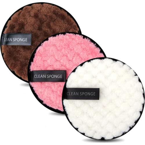 3 Pcs Fiber Makeup Remover Pad Reusable Face Clean Sponge Cloth Towel Cosmetic Puff
