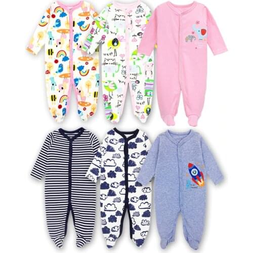 3 Pack Newborn baby girls boys clothes Babies Footie Long sleeve 100%cotton printing Infant Clothes 0-12 Months