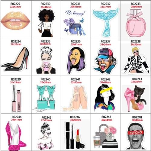 30pcs/lot Fashion Printed Resin Flatback DIY Crafts Supplies Phone Shell Decor Material R0222 R023 R02224