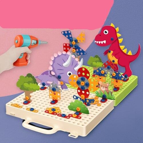 332pcs creative DIY animal assembly 3D puzzle with screw driver mosaic puzzle toy box for kid intelligent enlightening stem toys