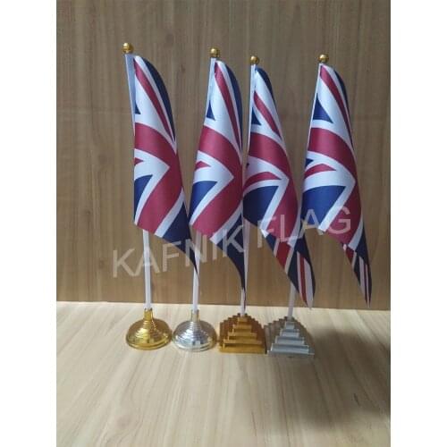 KAFNIK,5/10pcs a lot UK/United Kingdom table desk flag banner 14*21cm flag /Plastic flags or suction cups for your choice