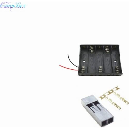50Pcs 5xAA Battery Case Holder Socket Wire Junction Boxes With 15cm Wires, Dupont 2.54mm 2P Header and Crimps