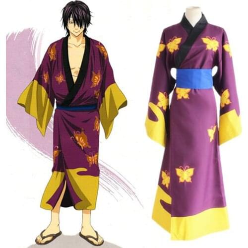 Anime Gintama Cosplay Costumes Shinsuke Takasugi Cosplay Costume Kimono Halloween Party Silver Soul Cosplay Costume