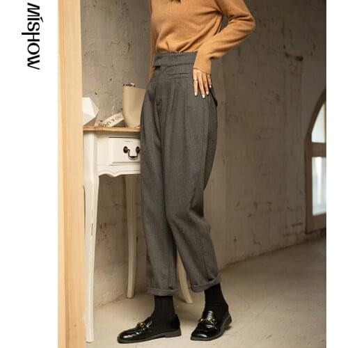 MISHOW 2020 Winter Pants For Women Solid Harem Pants High Wasit Office Lady Trousers Warm Female Bottom Clothing MX20D2643