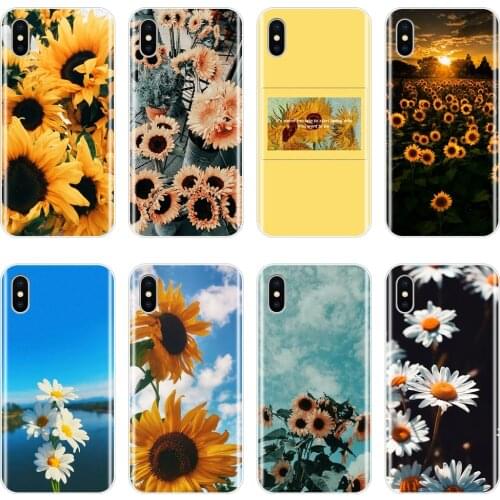 Back Cover For iPhone X XR XS MAX 8 7 6S 6 S Yellow Sunflower White Daisy Silicone Phone Case For Apple iPhone 6 S 6S 7 8 Plus