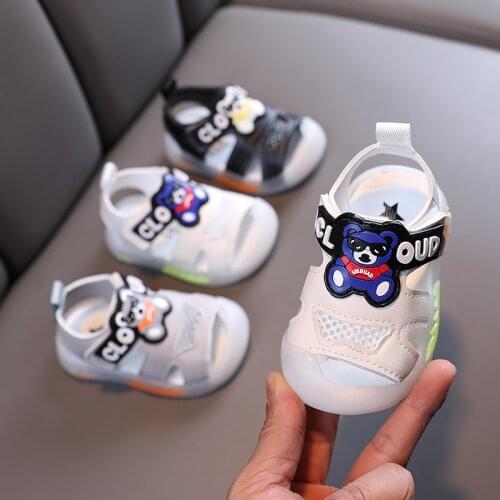 2021 Summer New Boys Cartoon Toes Capped Anti-kick Sandals Kids Korean Casual Soft Sole Baby Toddler Sandals Fashion Flats Cute
