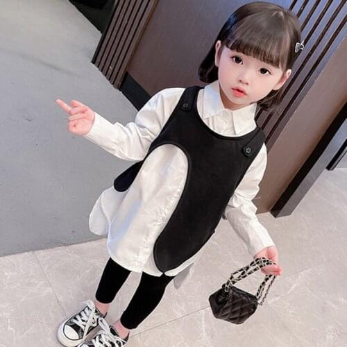 Toddler Clothes Baby Girls Solid White Long Blouse+Waistcoat Two Piece Clothing Sets New Autumn Fashion Kids Outfit For 1-7Yrs
