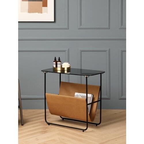 Sofa side table simple modern glass creative luxury living room bedside table small coffee table corner table