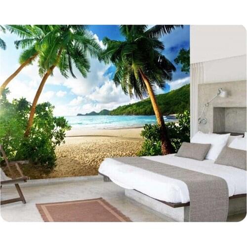 Photo wallpaper High quality 3d wallpaper Sea palm beach island Travel TV sofa background bedroom large wall 3d wallpaper mural