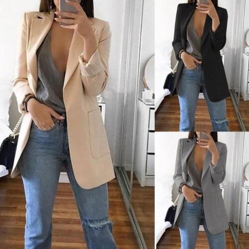 Hirigin 2020 Spring Autumn Long Blazer Women Suit Outwear Slim Coats Office Ladies Blazer Work Jacket Fashion Korean Casual