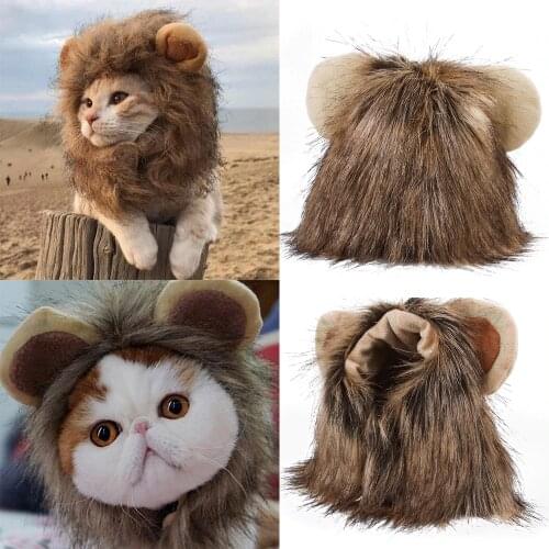 Cute Cat Lion Mane Hat Funny Cute Pets Hat Costume Lion Hair Mane Cats Hat for Halloween Festival Pets Cosplay Pet Lion Mane Hat