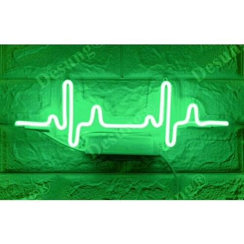 14“ ECG Electrocardiogram Green Acrylic Custom Neon Light Lamp Sign Beer Bar Glass Decorate Home Wall Room Windows Tube Artwork